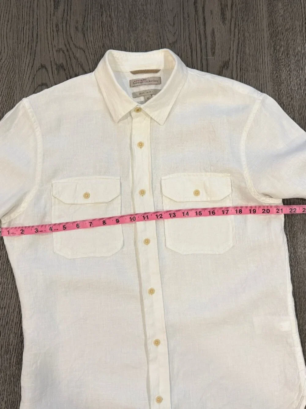 Banana Republic Heritage Collection Men's Linen Shirt Grant Slim Fit M White